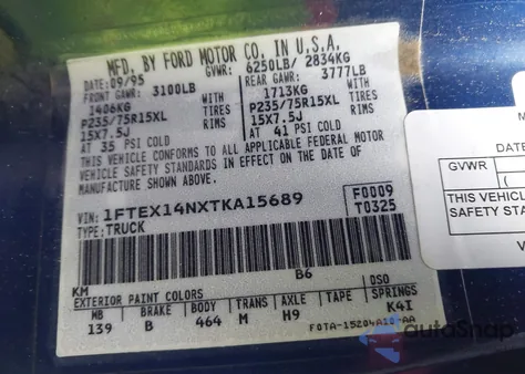 1996 Ford F150 from USA, damaged, VIN 1FTEX14NXTKA15689